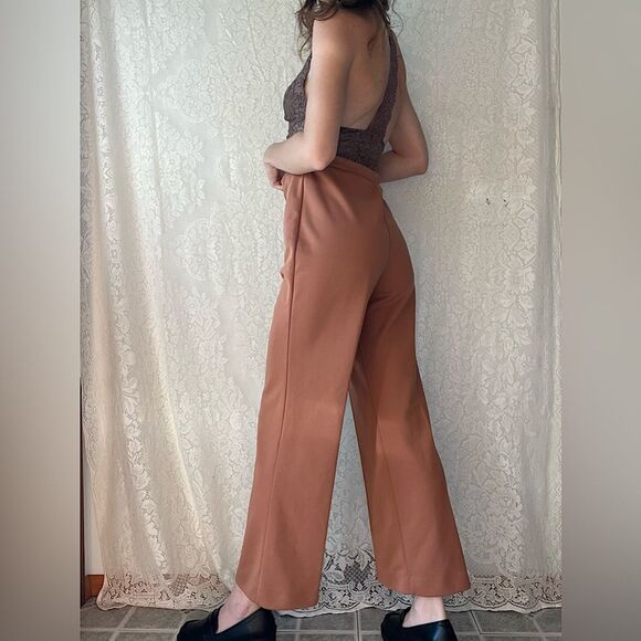 Vintage Peach High-Waisted Slacks – Women’s Elastic Waist Pants - Picture 3 of 14